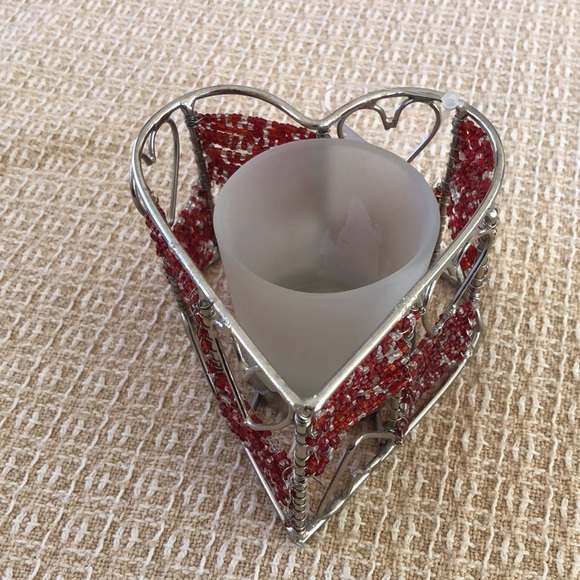 Heart Design Red Beaded Votive Candle Holder - Picture 16 of 16